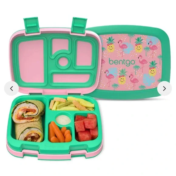 Bentgo Kids Pink & Green Durable Leak-Proof Lunch Box NIB - Picture 2 of 7